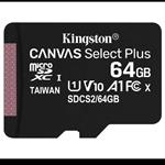 MicroSD della KINGSTON da 64GB lettura 100Mb/s scrittura 85Mb/s classe 10